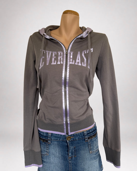 00's Everlast zip hoodie w satin lilac piping • Size S
