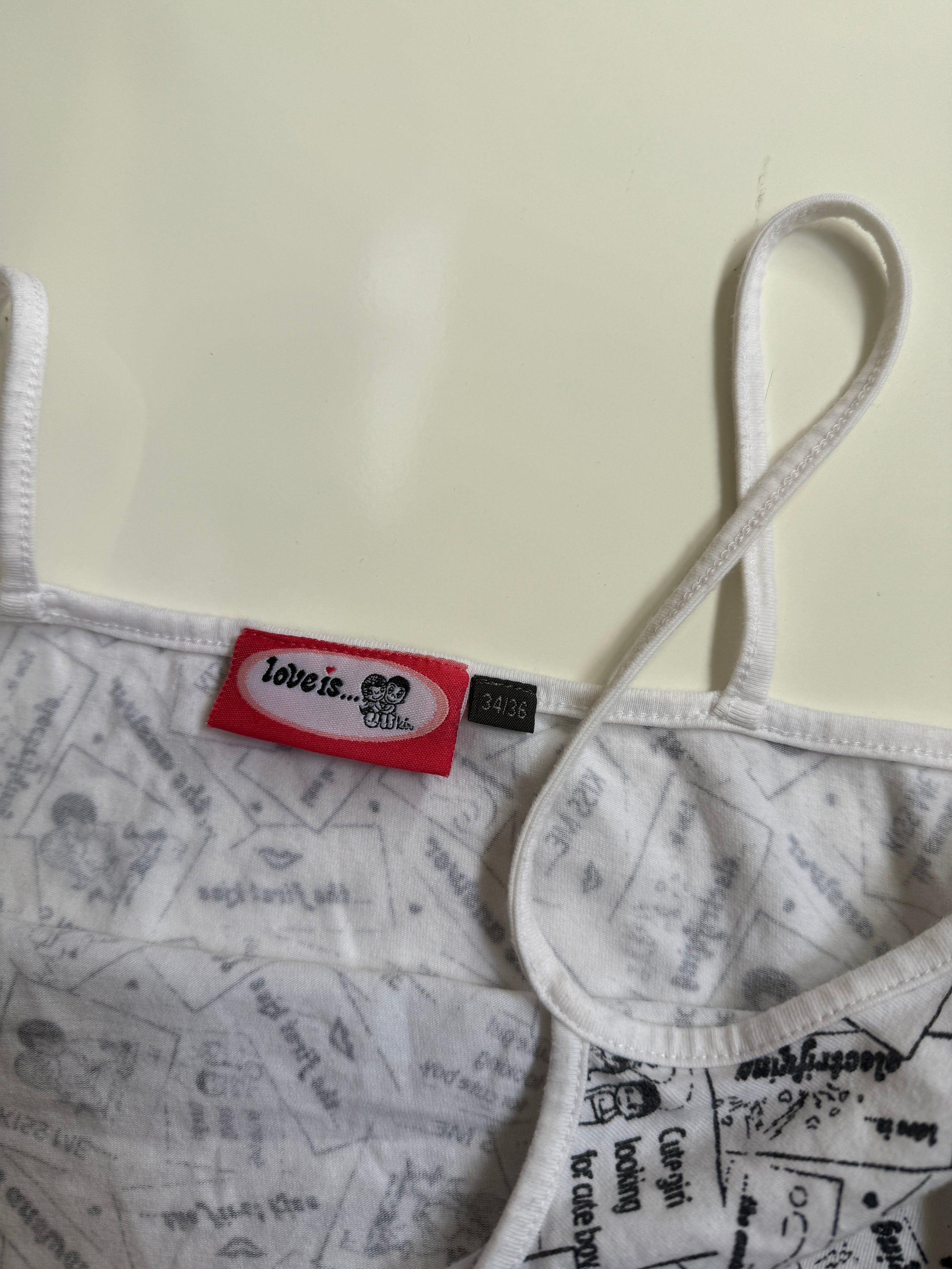 00's Love Is print cotton cami • Size XS