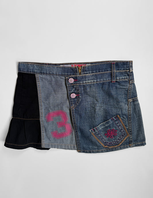 00's Sporty wrap denim mini • Size 10