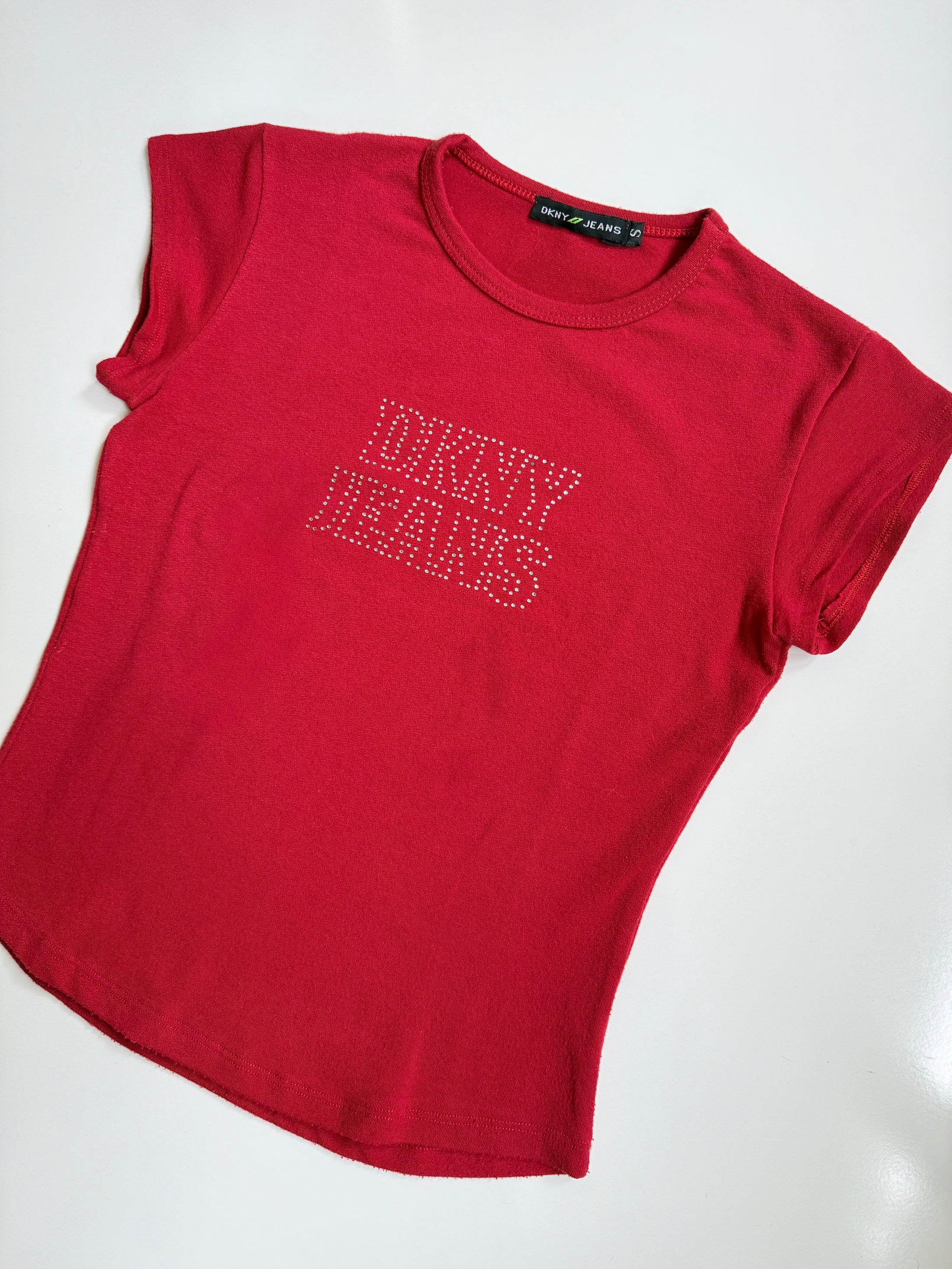00's DKNY cotton diamante baby tee • Size S