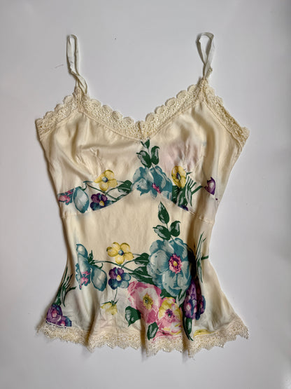 NZ Vintage Butter Yellow silk fairy cami • Size L