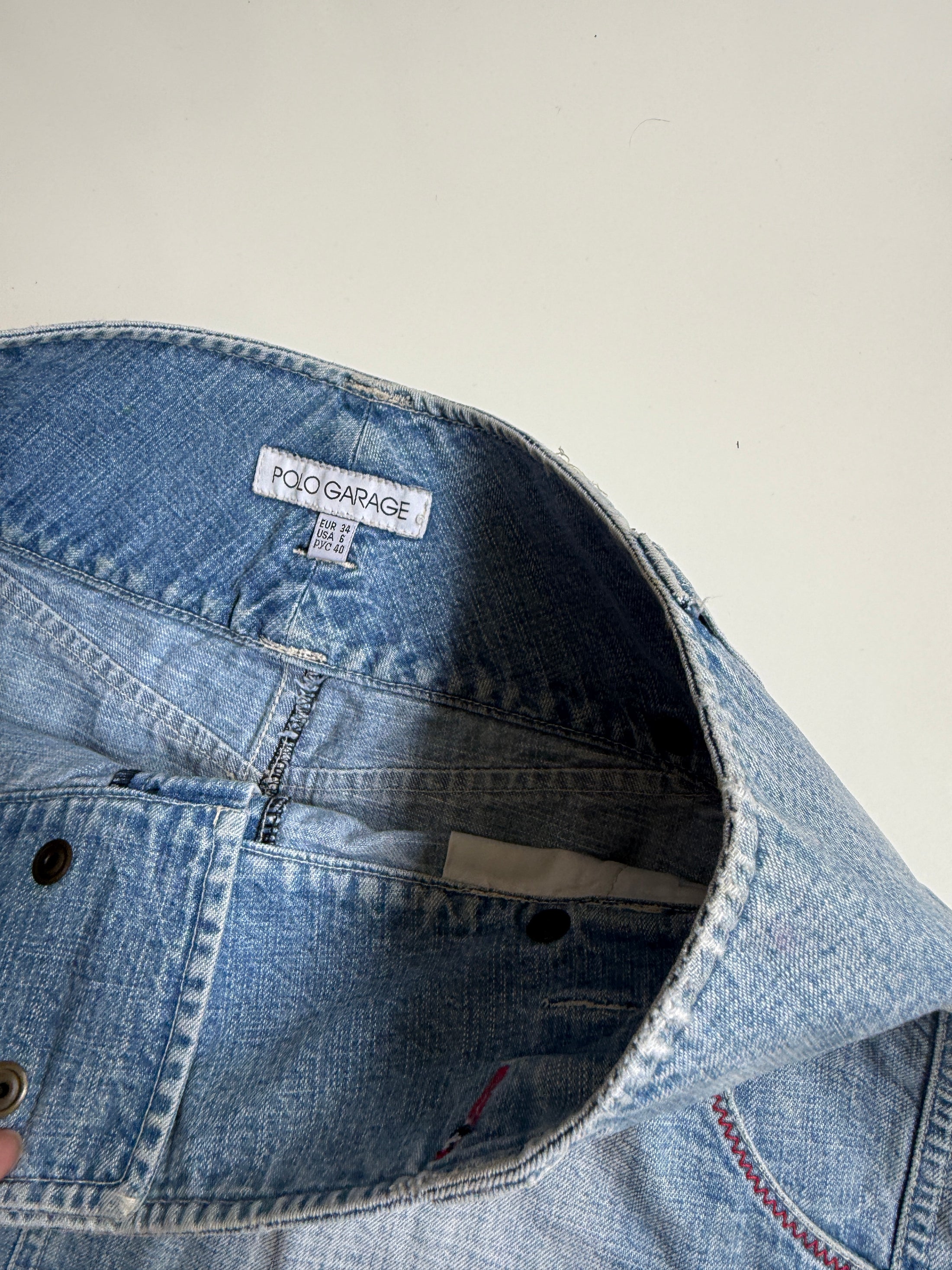 00's Polo Garage denim mini • Size 10-12