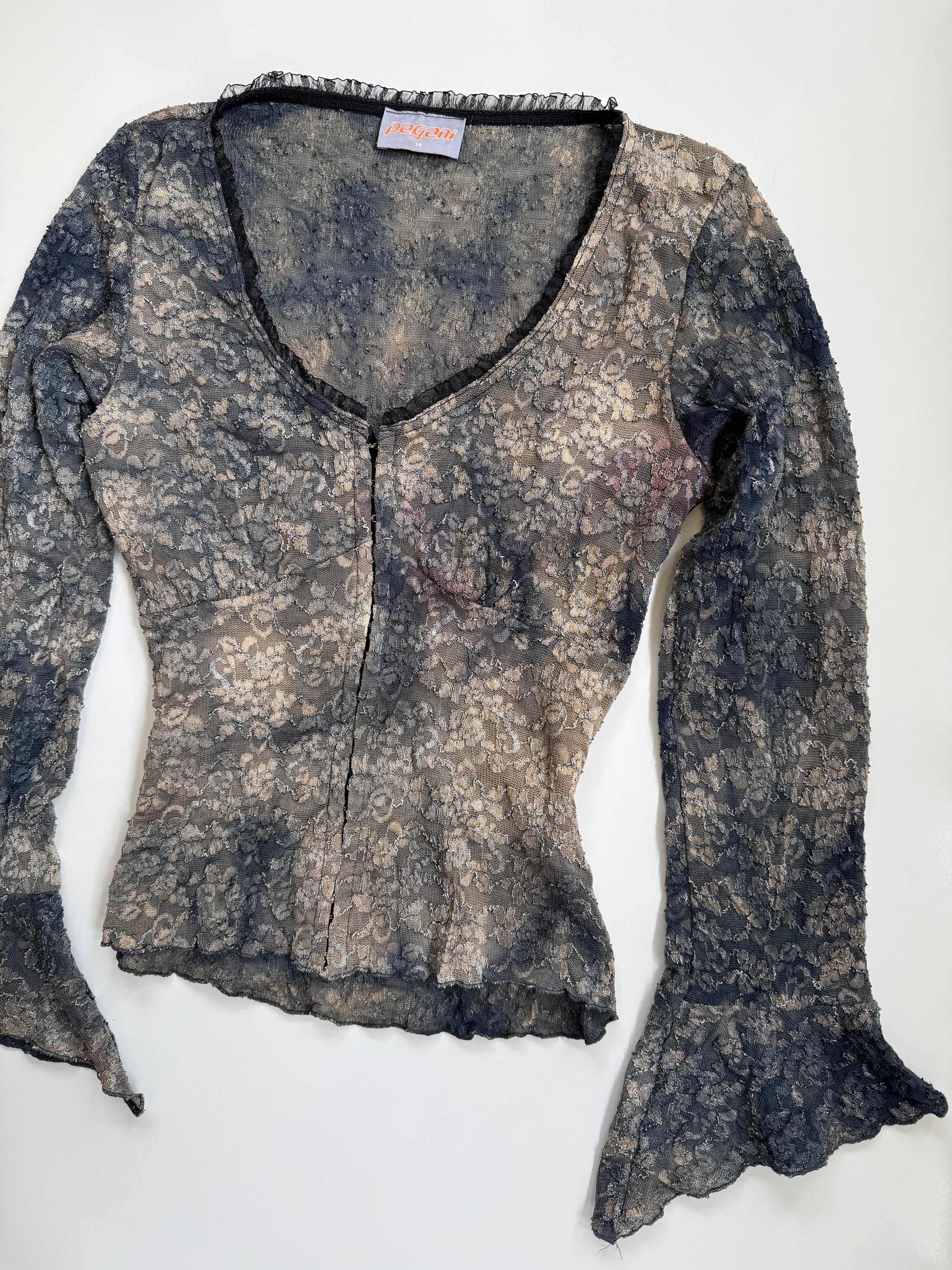 NZ 90’s/00's Pagani whimsy hook eye bell sleeve • Size M