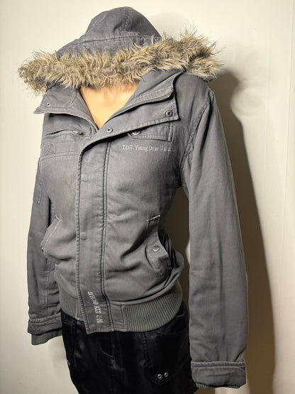 00's Y.O.U fur hood bomber jacket • Size M