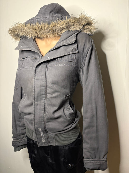 00's Y.O.U fur hood bomber jacket • Size M