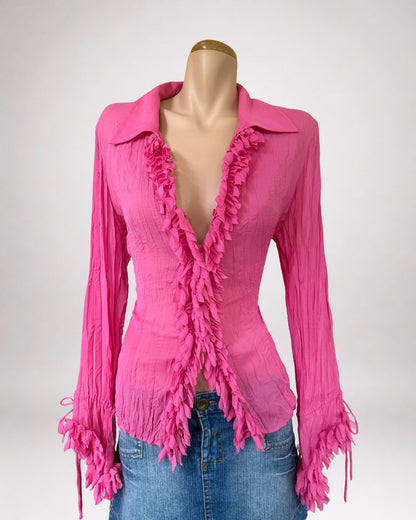 00s Taifun sheer ruffle blouse • Size L