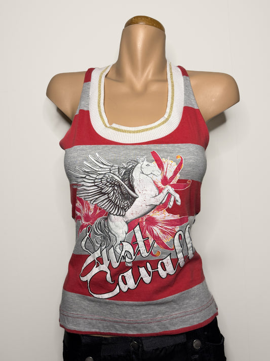 00's Cavalli striped graphic print tank • Size M