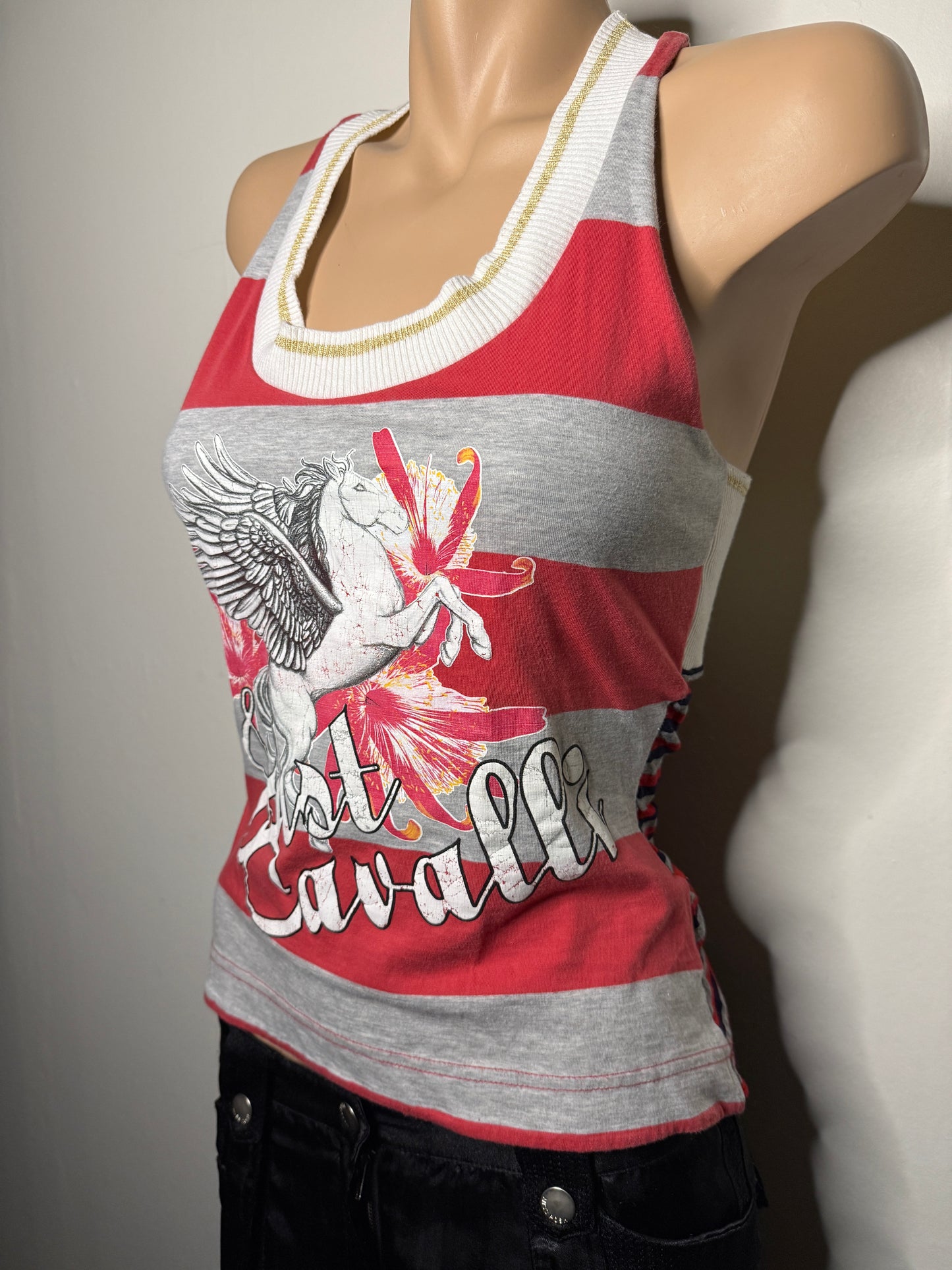 00's Cavalli striped graphic print tank • Size M