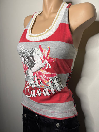 00's Cavalli striped graphic print tank • Size M