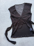 Load image into Gallery viewer, 00's Brown mesh/lace tie back top • Size M

