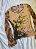 Load image into Gallery viewer, 00's Ana Banana print beaded mesh cotton long sleeve • Size L

