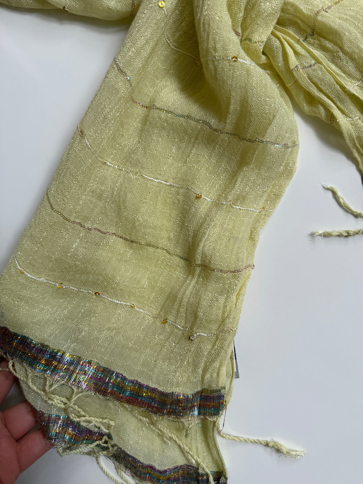 00s Pierre Cardin pale green sequin scarf