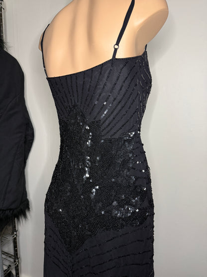 00's Mango full embellished/sequin sheer midi dress • Size S