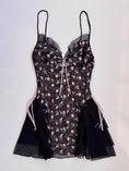 Load image into Gallery viewer, 00's Dainty mesh embroidered slip w ribbons • Size • S
