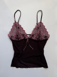 Load image into Gallery viewer, 00's Brown pink mesh embroidered cami • Size M
