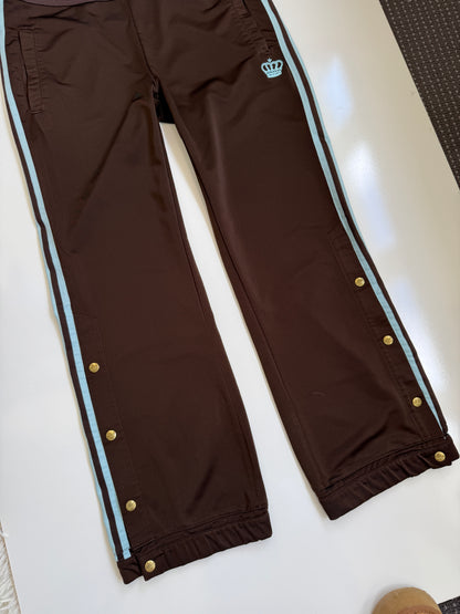 00's Adidas Respect Me snap button brown track pants • Size 12