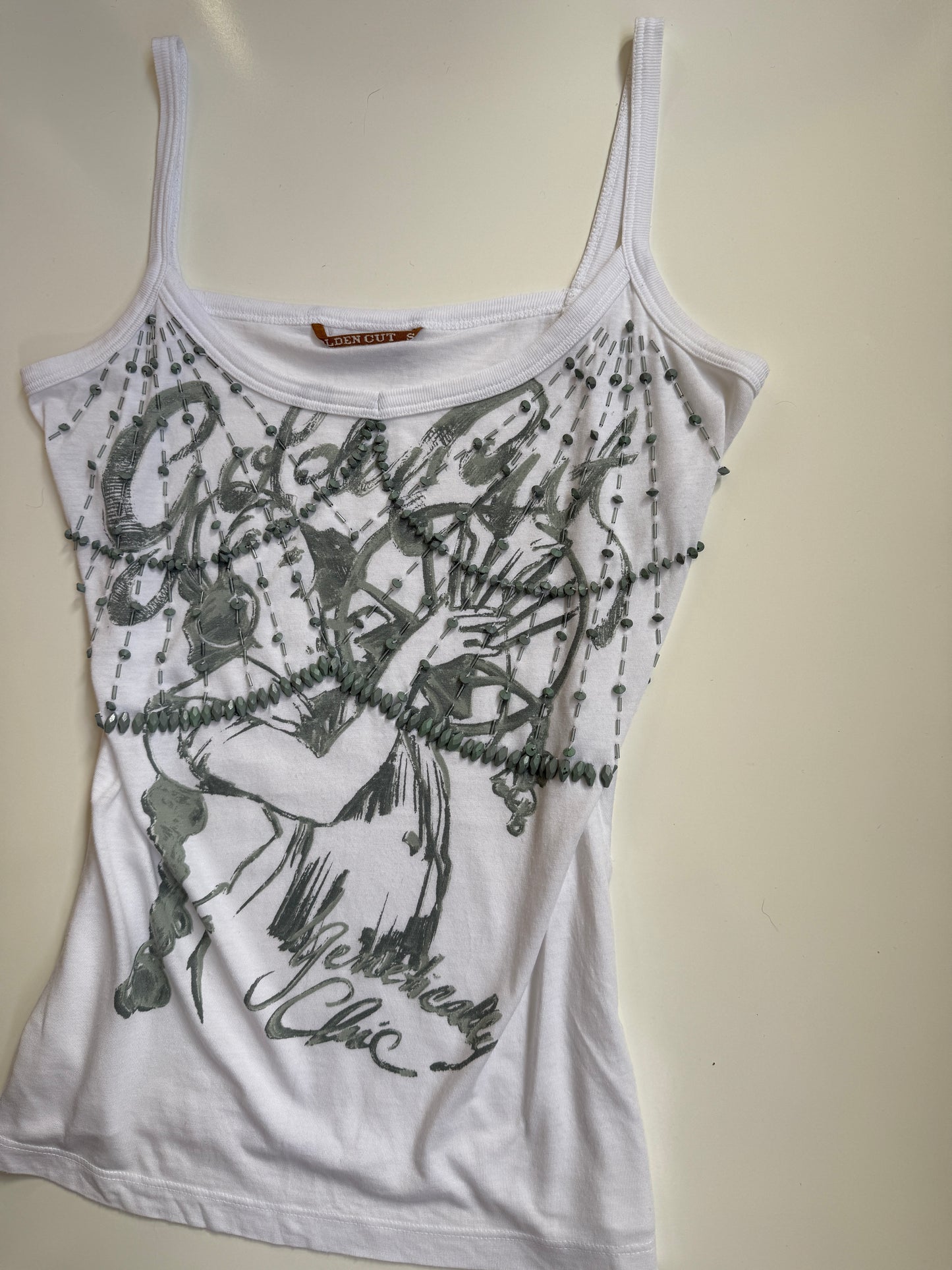 00's Golden Cut beaded cami • Size M