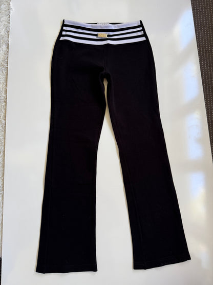 90s Morgan nylon trousers w metal plaque detail • Size 8