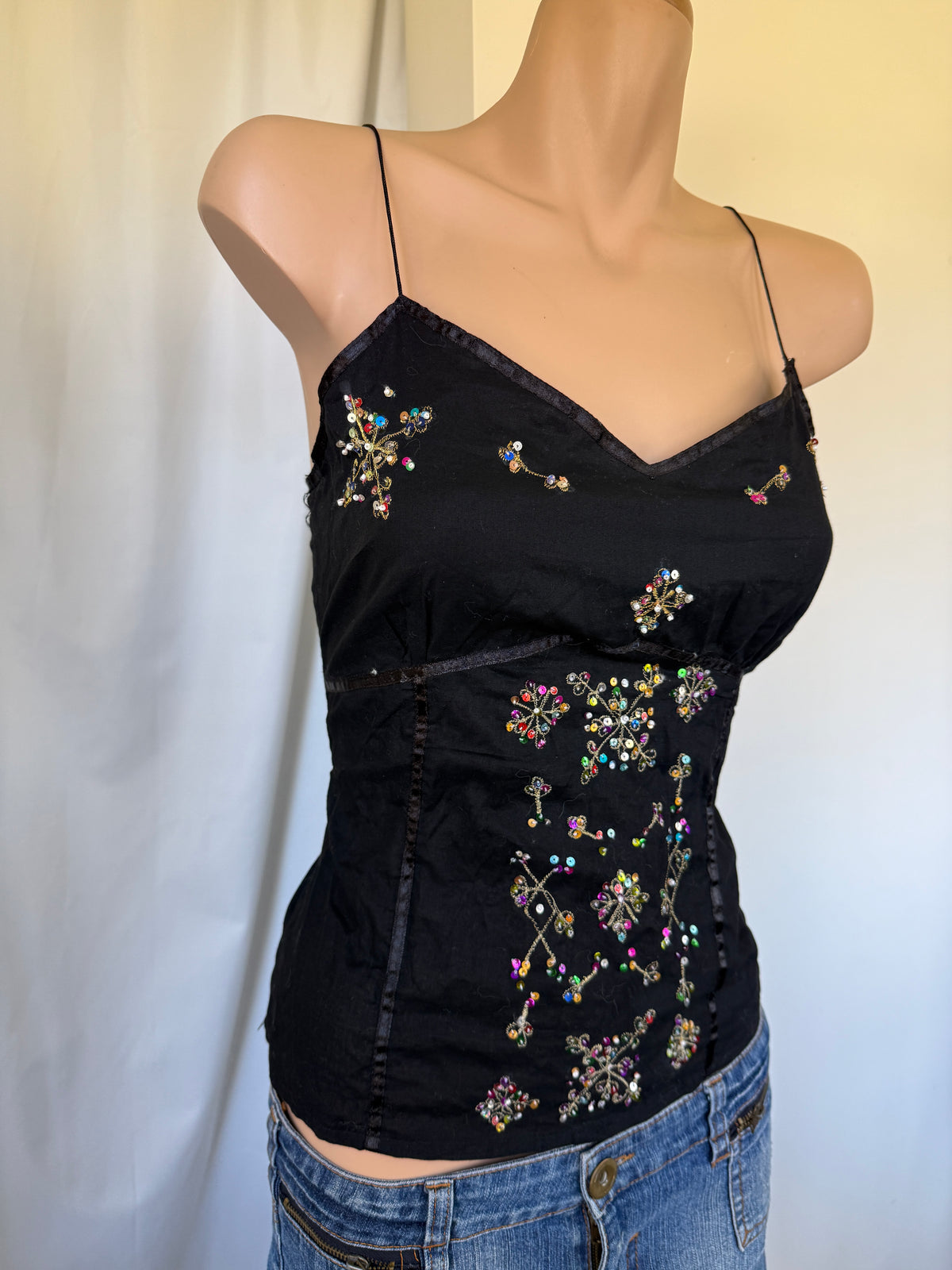 00s Cotton embellished sequin cami • Size 10