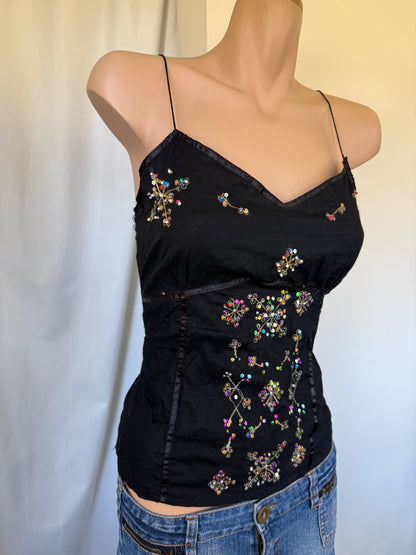 00s Cotton embellished sequin cami • Size 10