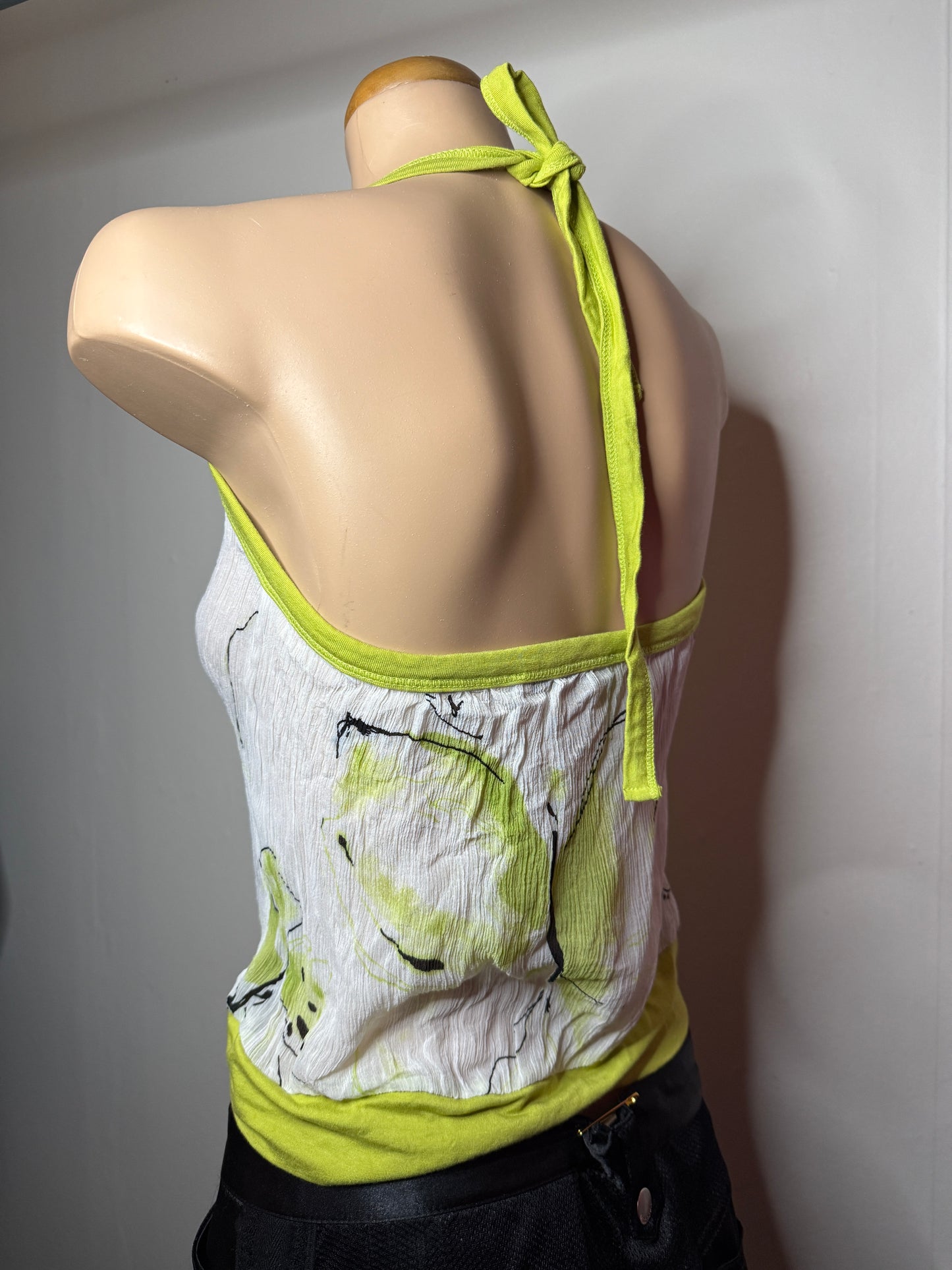 00's Sheer art print halter • Size XS/S