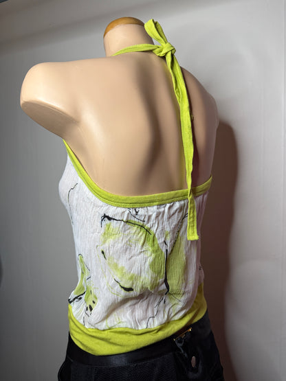 00's Sheer art print halter • Size XS/S