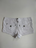 Load image into Gallery viewer, 00's White denim low-rise micro shorts • Size 10-12

