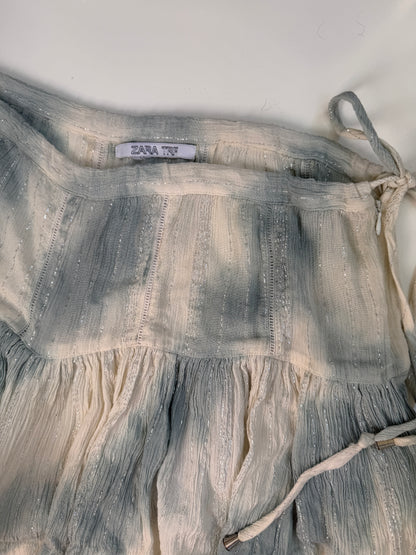 00's Zara flowy mini skirt w glitter stitching • Size 8