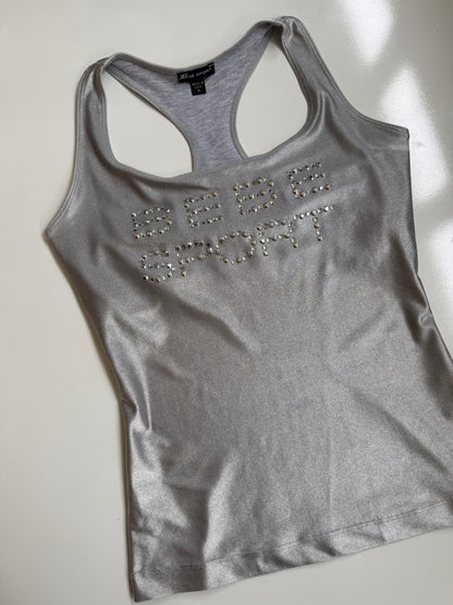 00's Bebe sport diamante chrome tank • Size S/M