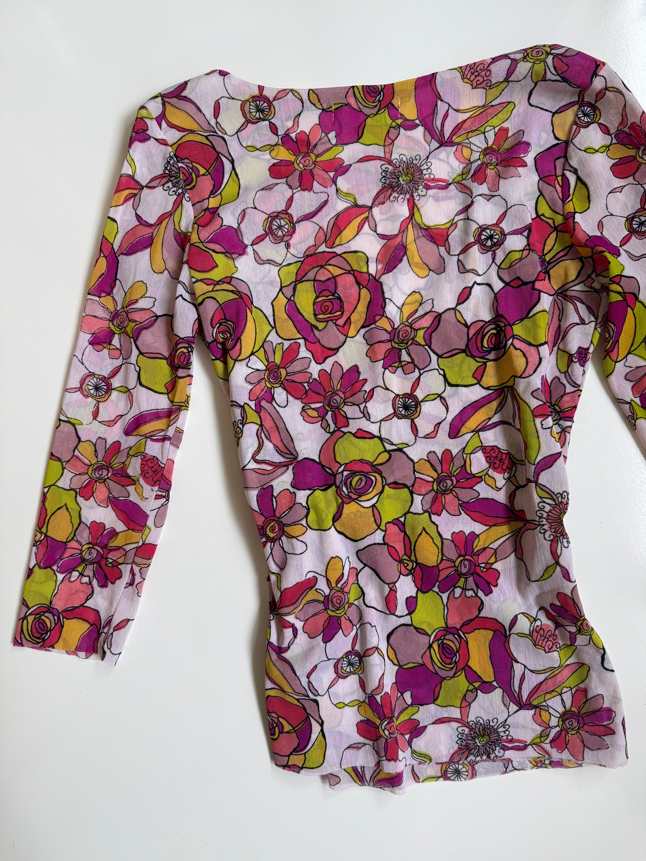 00's Derhy mesh beaded sequin fairy wrap top • Size S