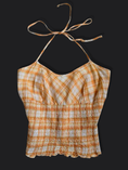 Load image into Gallery viewer, 00's Zara plaid cotton ruched tie halter • Size M
