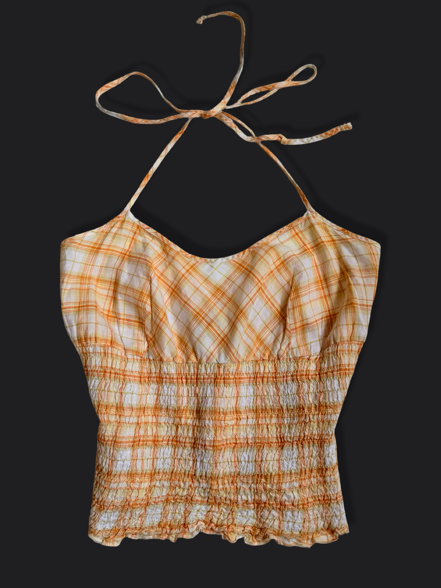00's Zara plaid cotton ruched tie halter • Size M