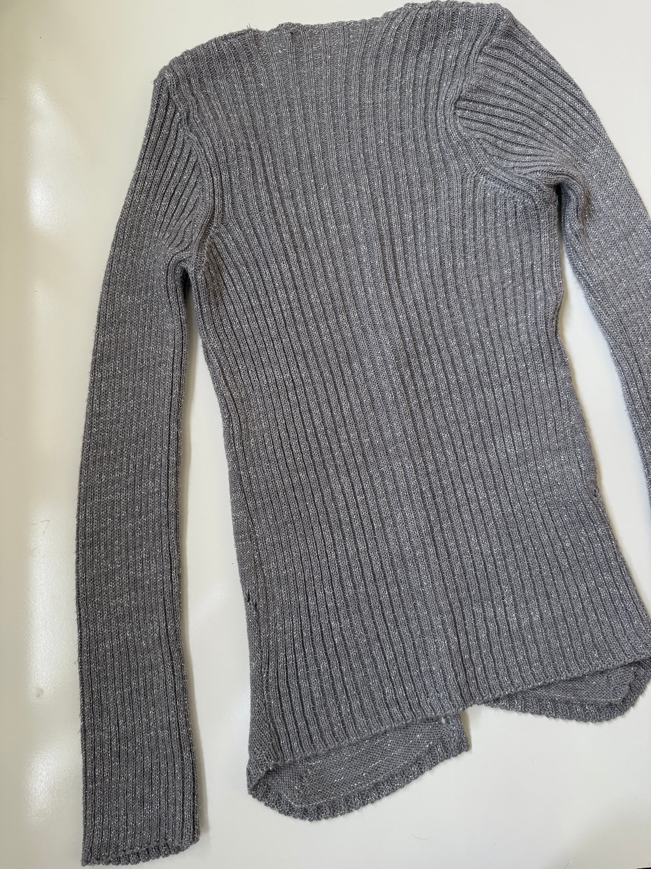00's Morgan glitter ribbed cardigan top *Grey• Size XS