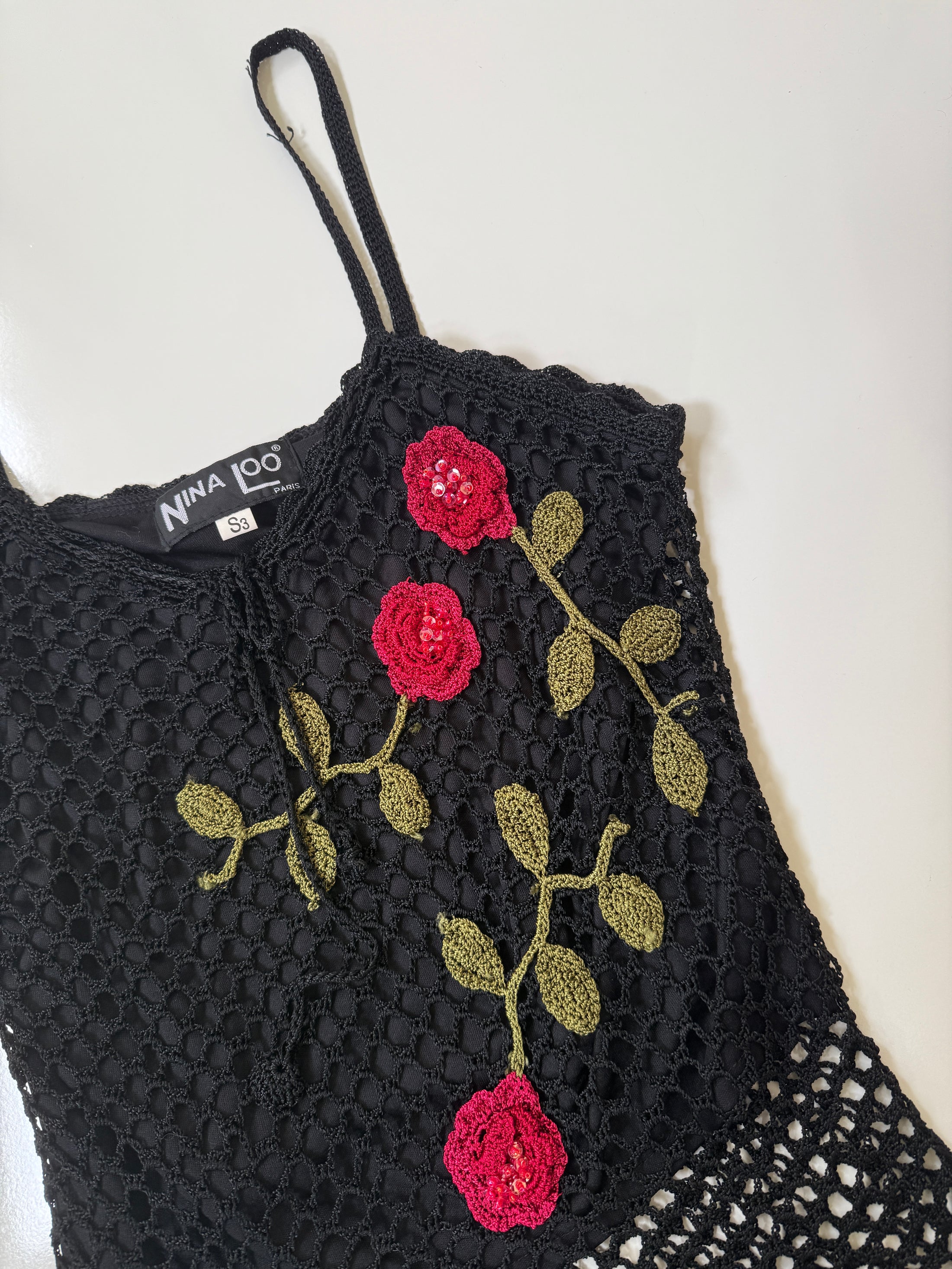 00's Crochet beaded rose cami • Size XS/S