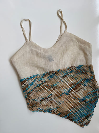 00's Cotton asym cami w mesh camo detail • Size M