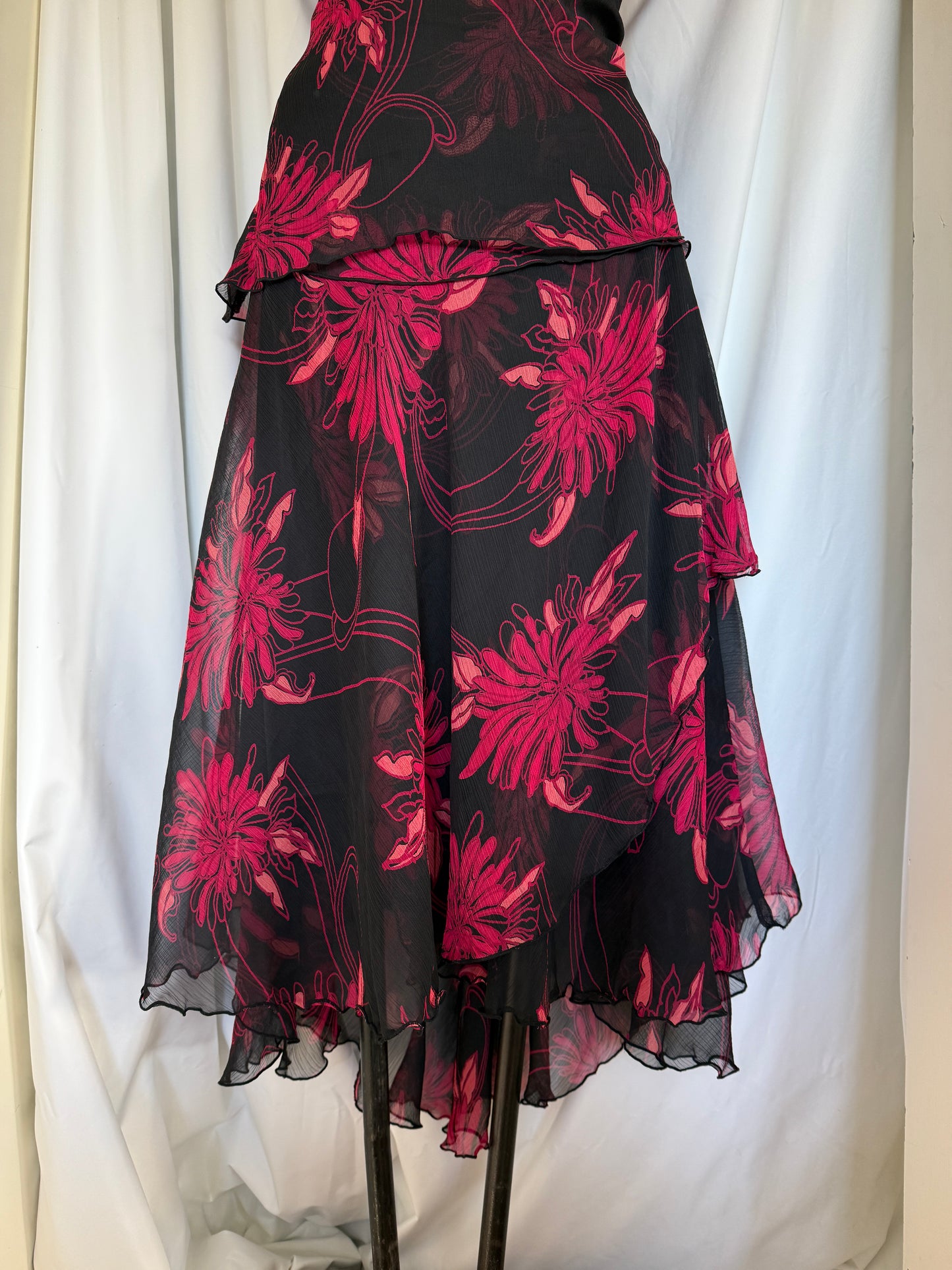 00's Rockmans tiered sheer ruffle midi • Size 14/16