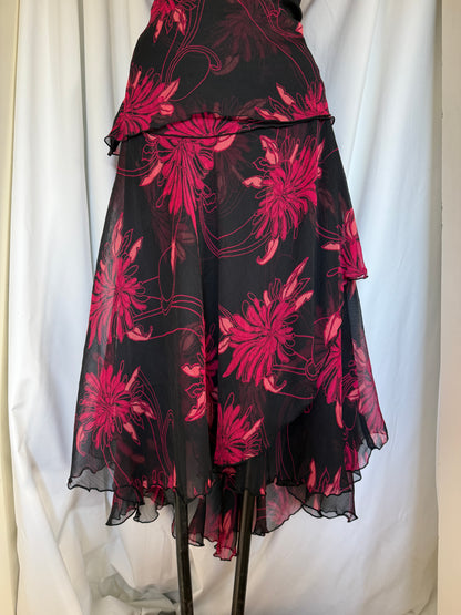00's Rockmans tiered sheer ruffle midi • Size 14/16