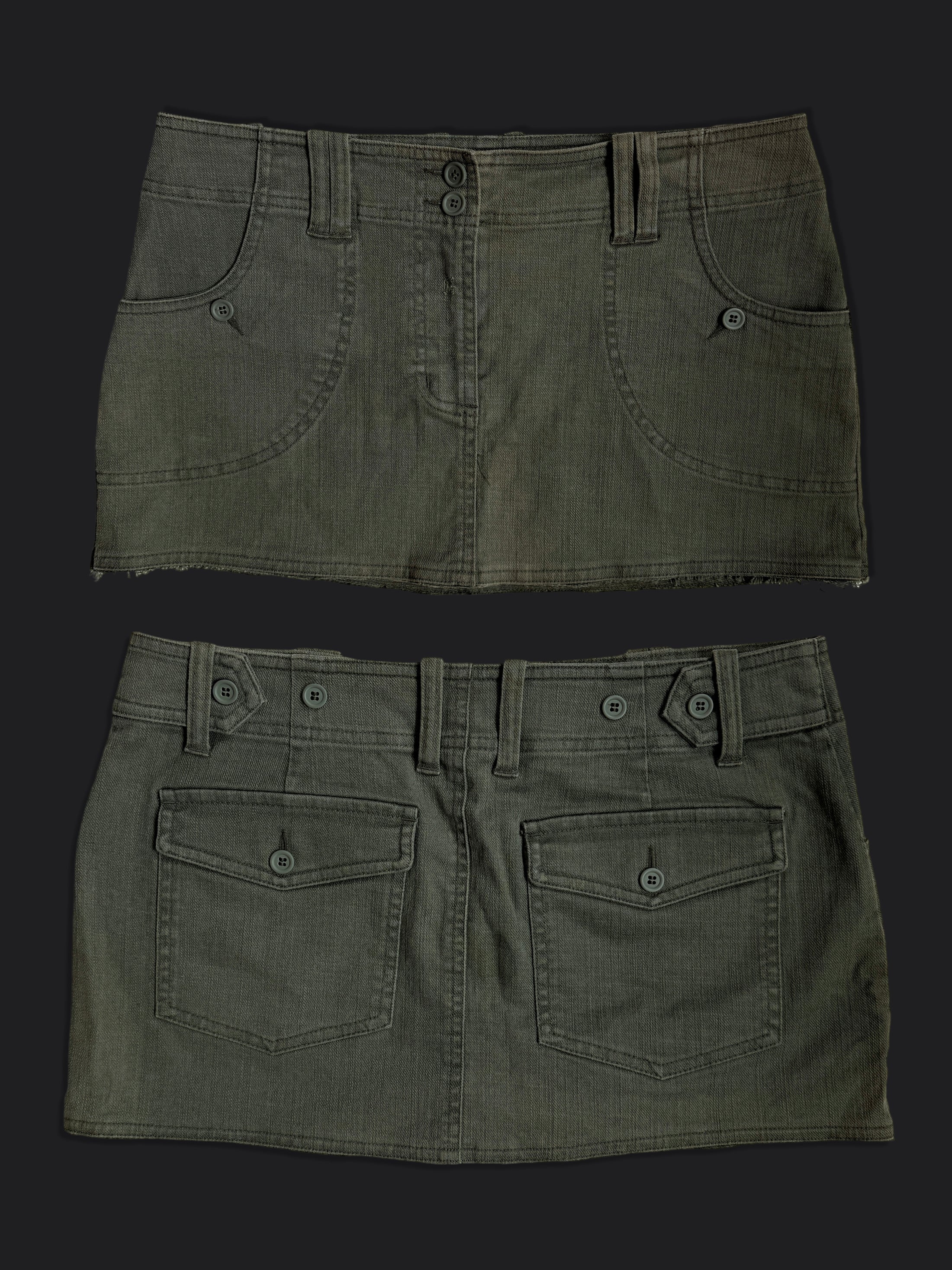 00's Next khaki denim micro mini • Size 8