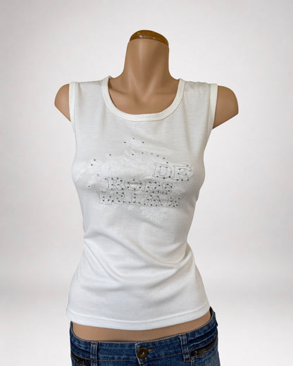 00's diamante embroidered tank • Size L