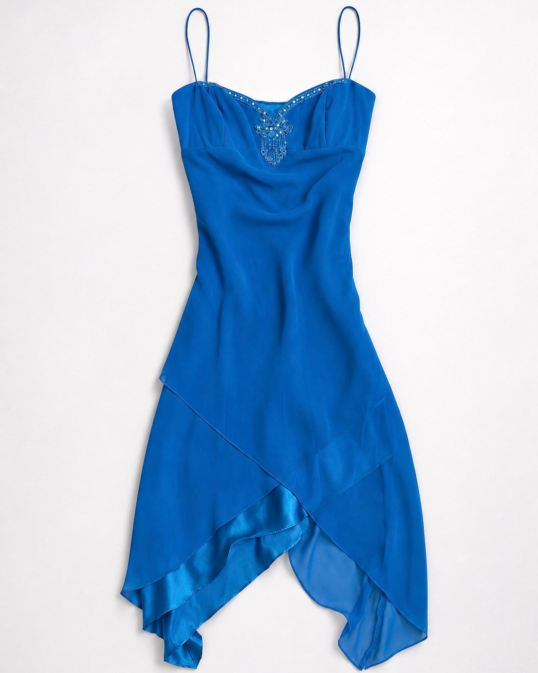AU 00's Studibaker beaded asymmetric sheer dress • Size 10