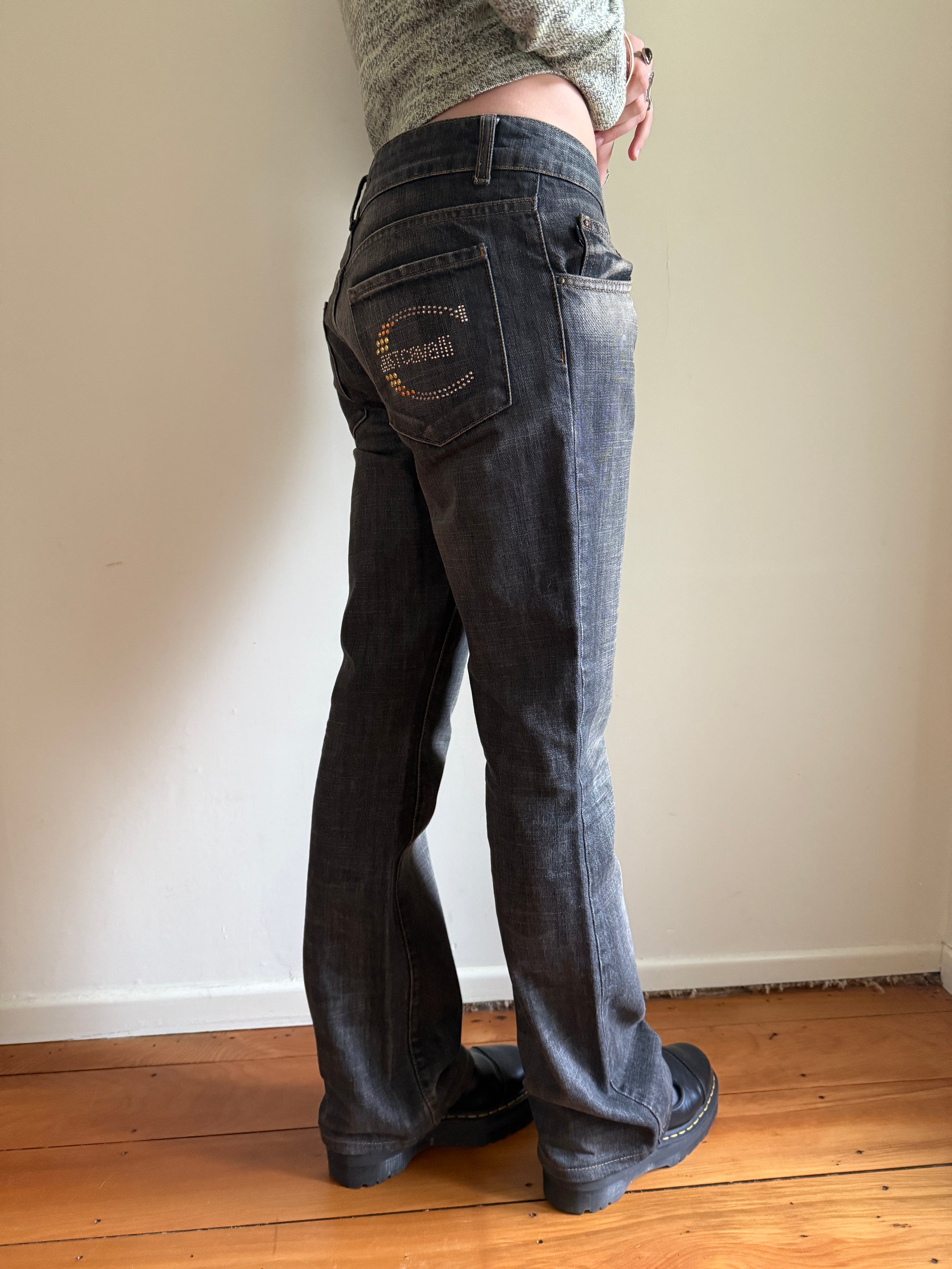 00's Cavalli diamante low-rise flared jeans • Size 10