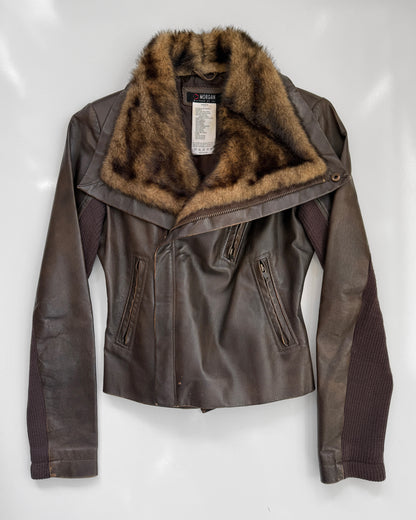 00's Genuine leather Morgan De Toi jacket w faux fur • Size S