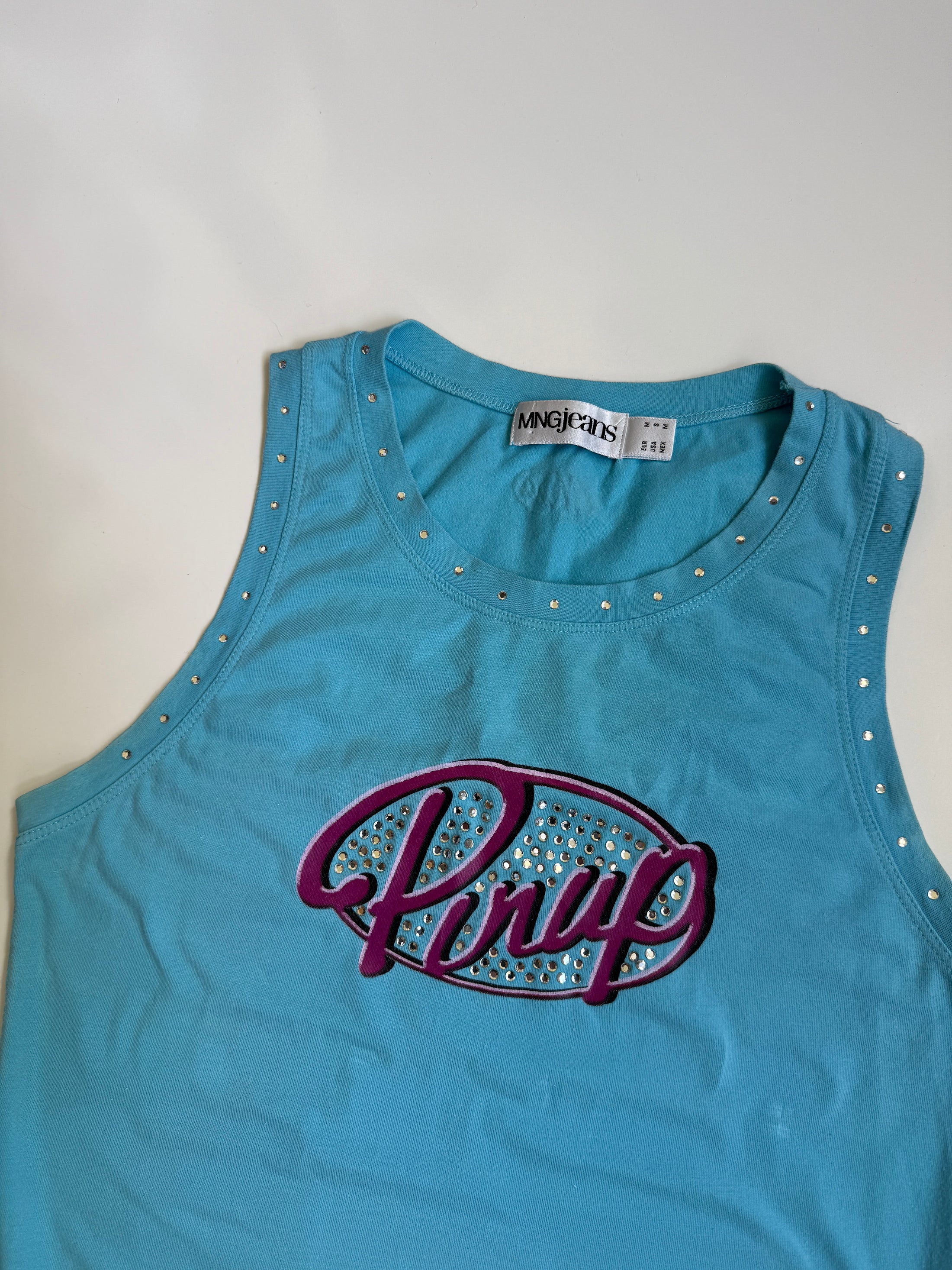 00's Mango "Pin up" diamante tank S/M