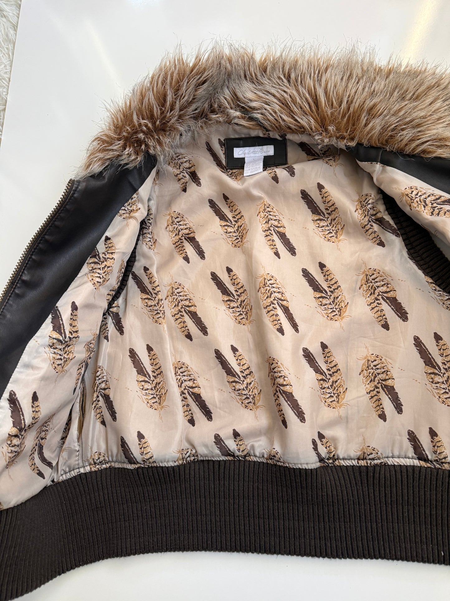 00's Charlotte Russe pleather vest w faux fur trim • Size M