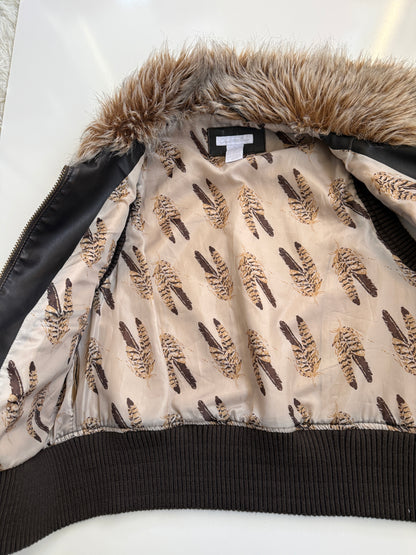 00's Charlotte Russe pleather vest w faux fur trim • Size M