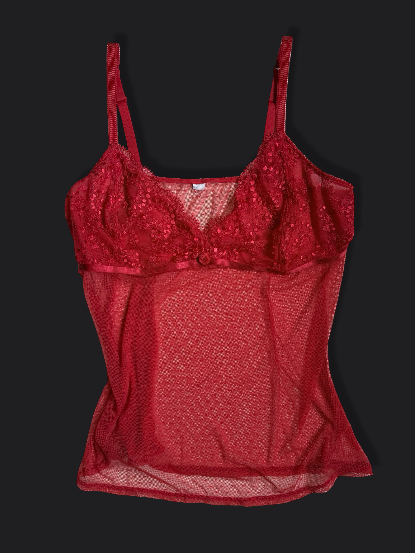 00’s Red mesh/lace cami • Size XL