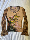 Load image into Gallery viewer, 00's Ana Banana print beaded mesh cotton long sleeve • Size L
