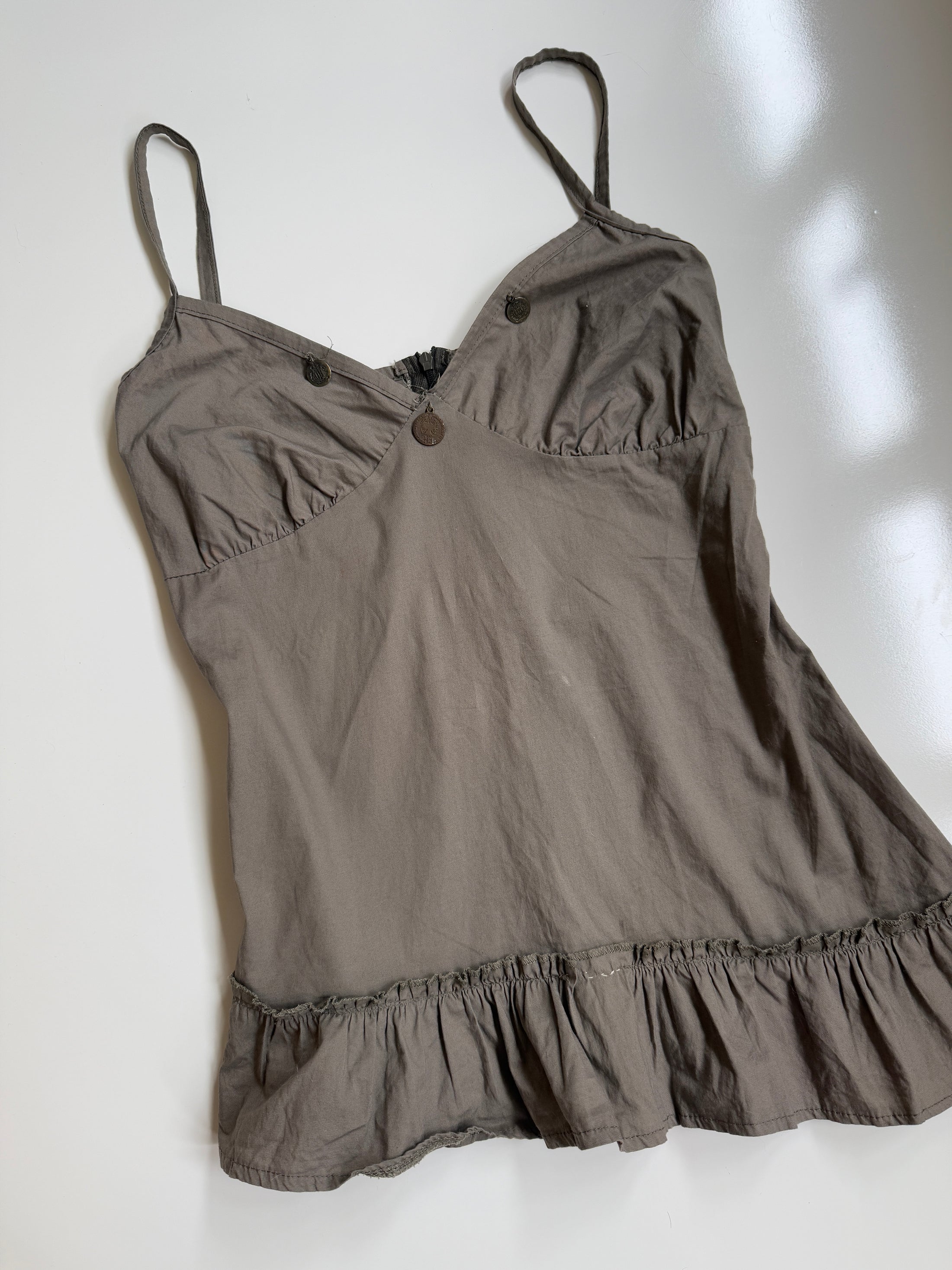 Italian 00's Khaki coin detail asym cami  • Size S