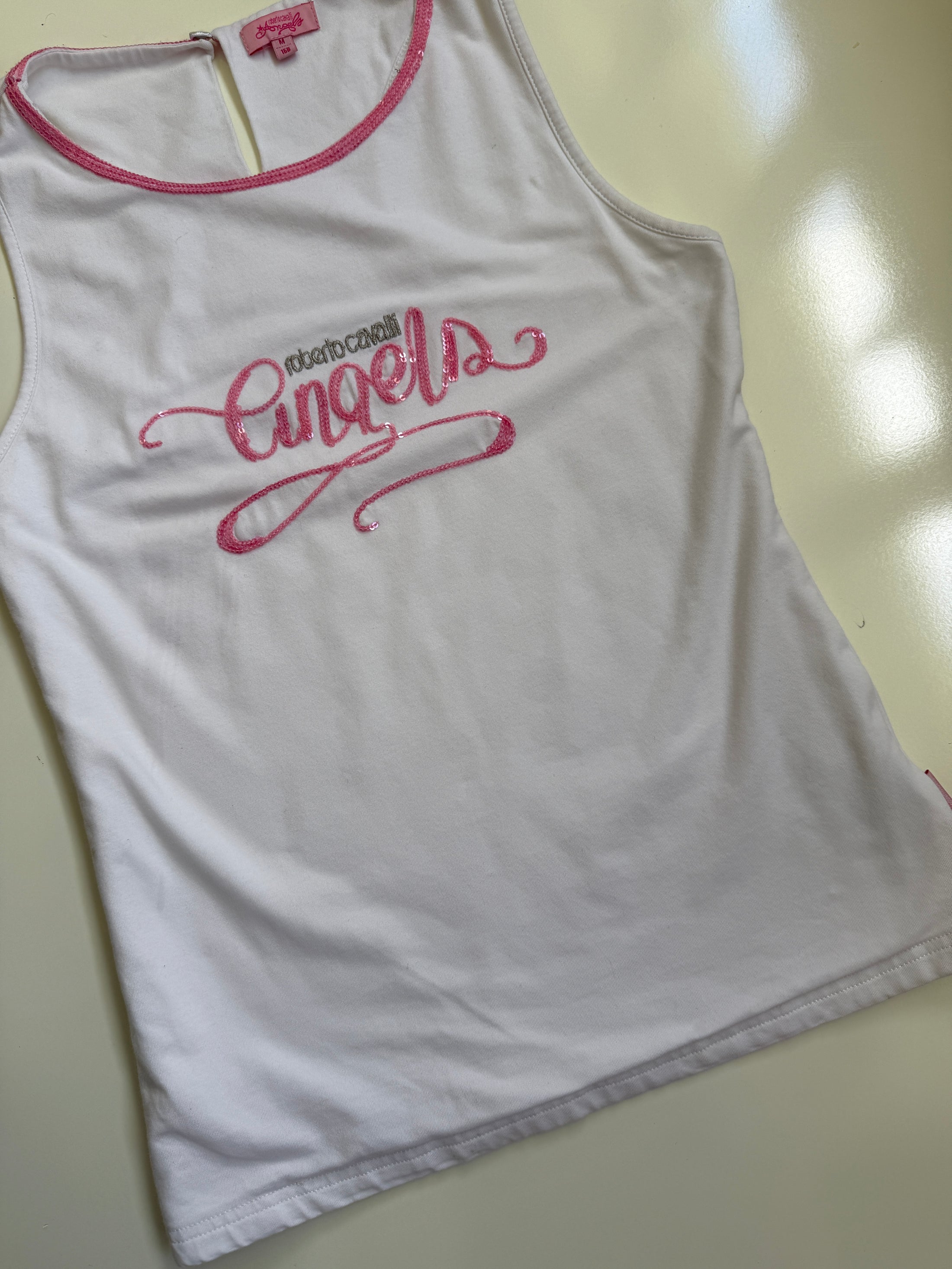 00's Roberto Cavalli Angels thick cotton sequin tank• Size M