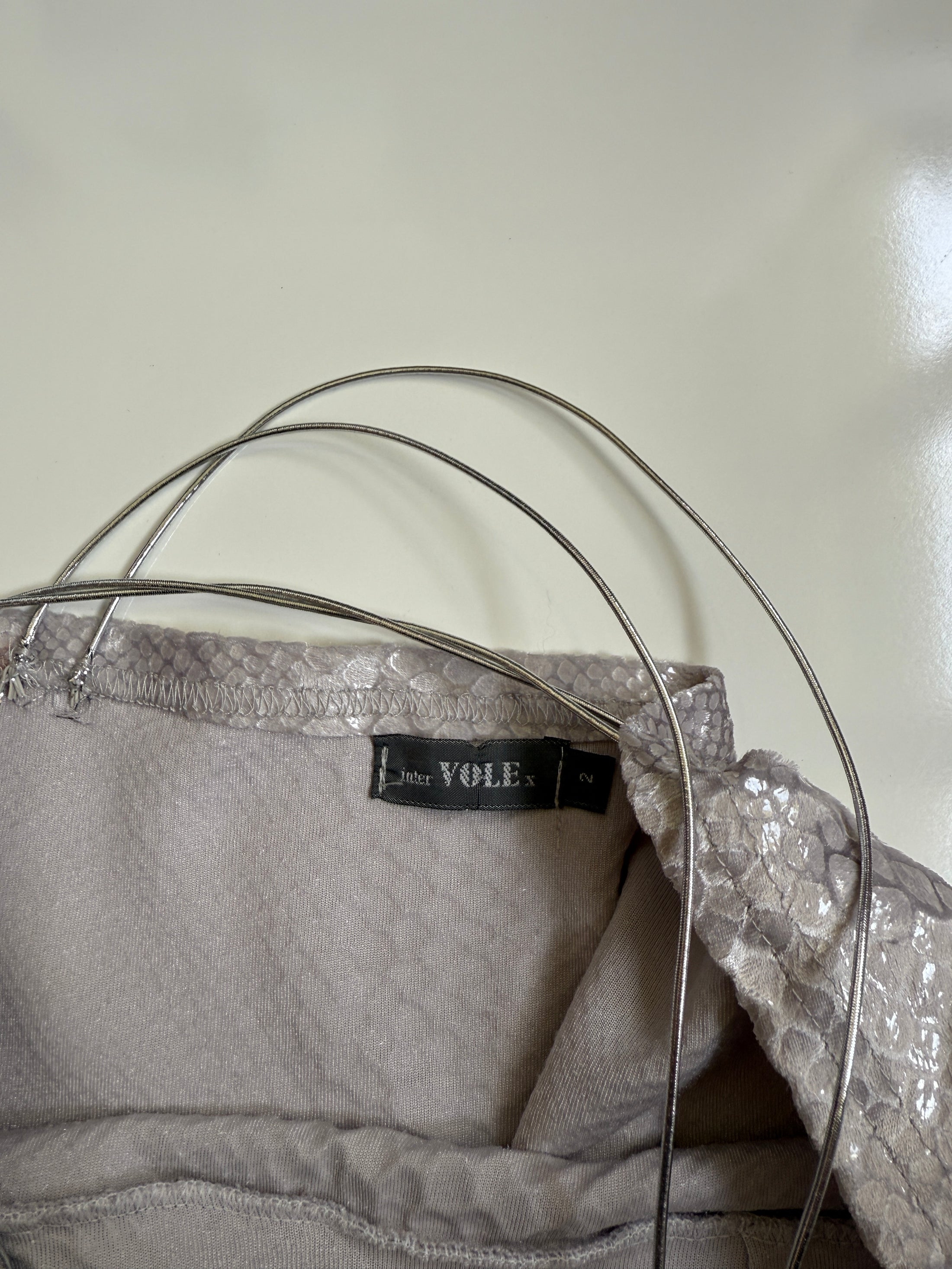 French 00's chrome velvet sequin snake print strappy cami • Size S